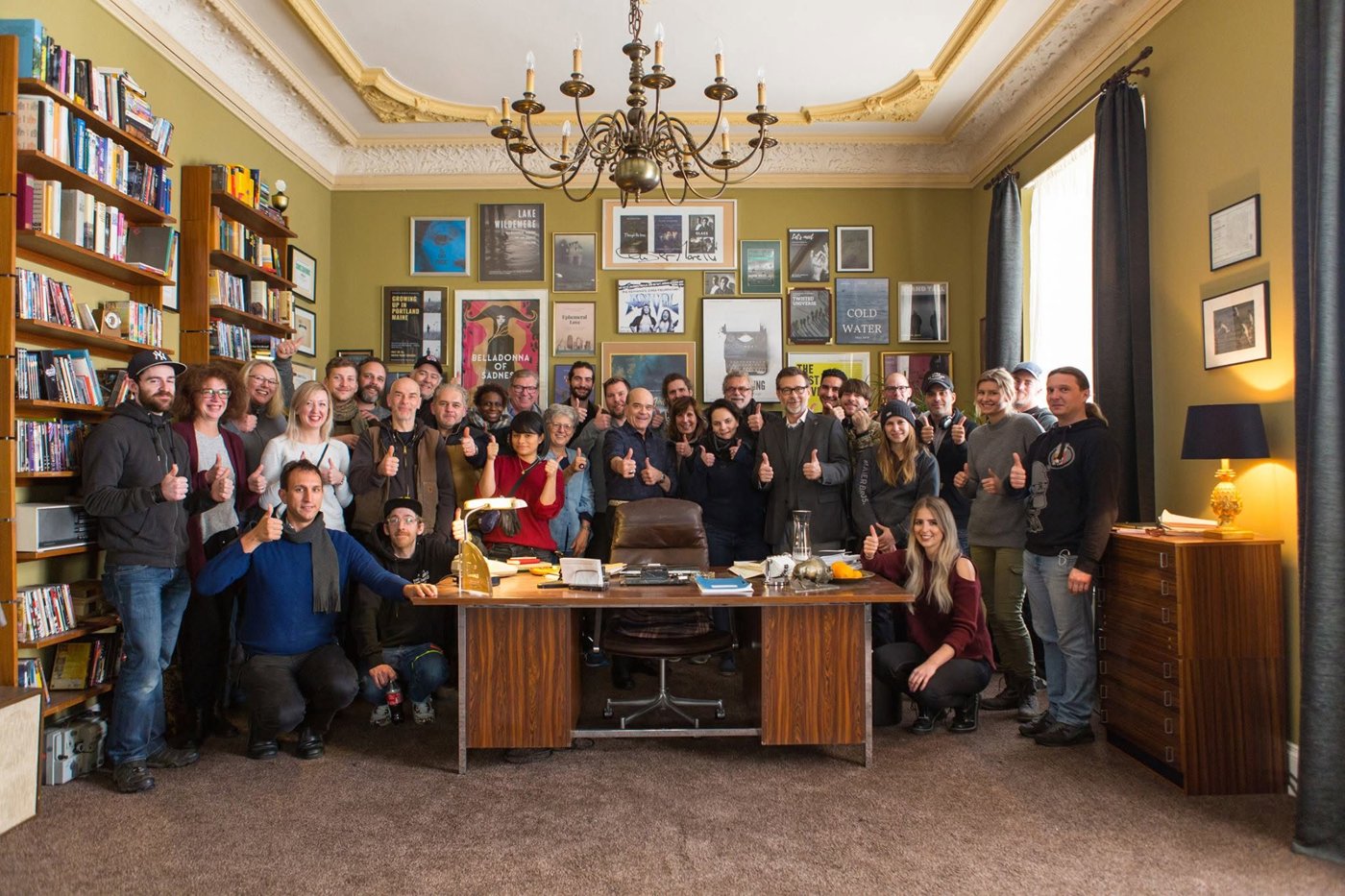 On set with the cast and crew of the Ben Franklin short film
